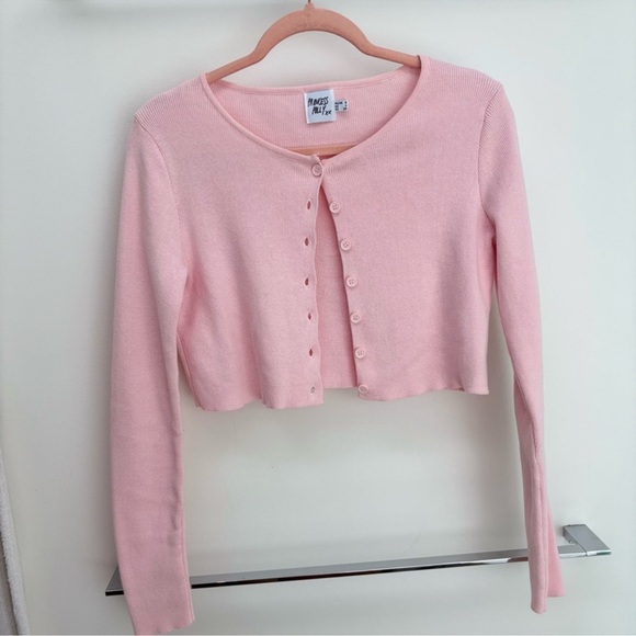 Princess Polly Blush Pink Cropped Cardigan - Picture 2 of 4